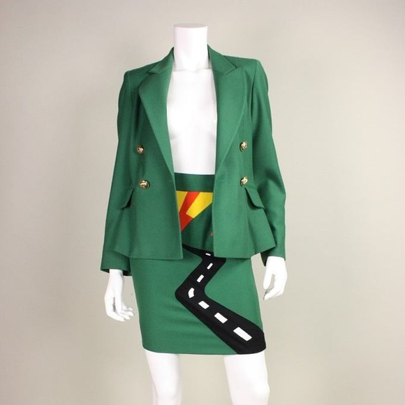 MOSCHINO - Vintage Cheap and Chic Double breasted blazer coat Green, 10 - Picture 6 of 12